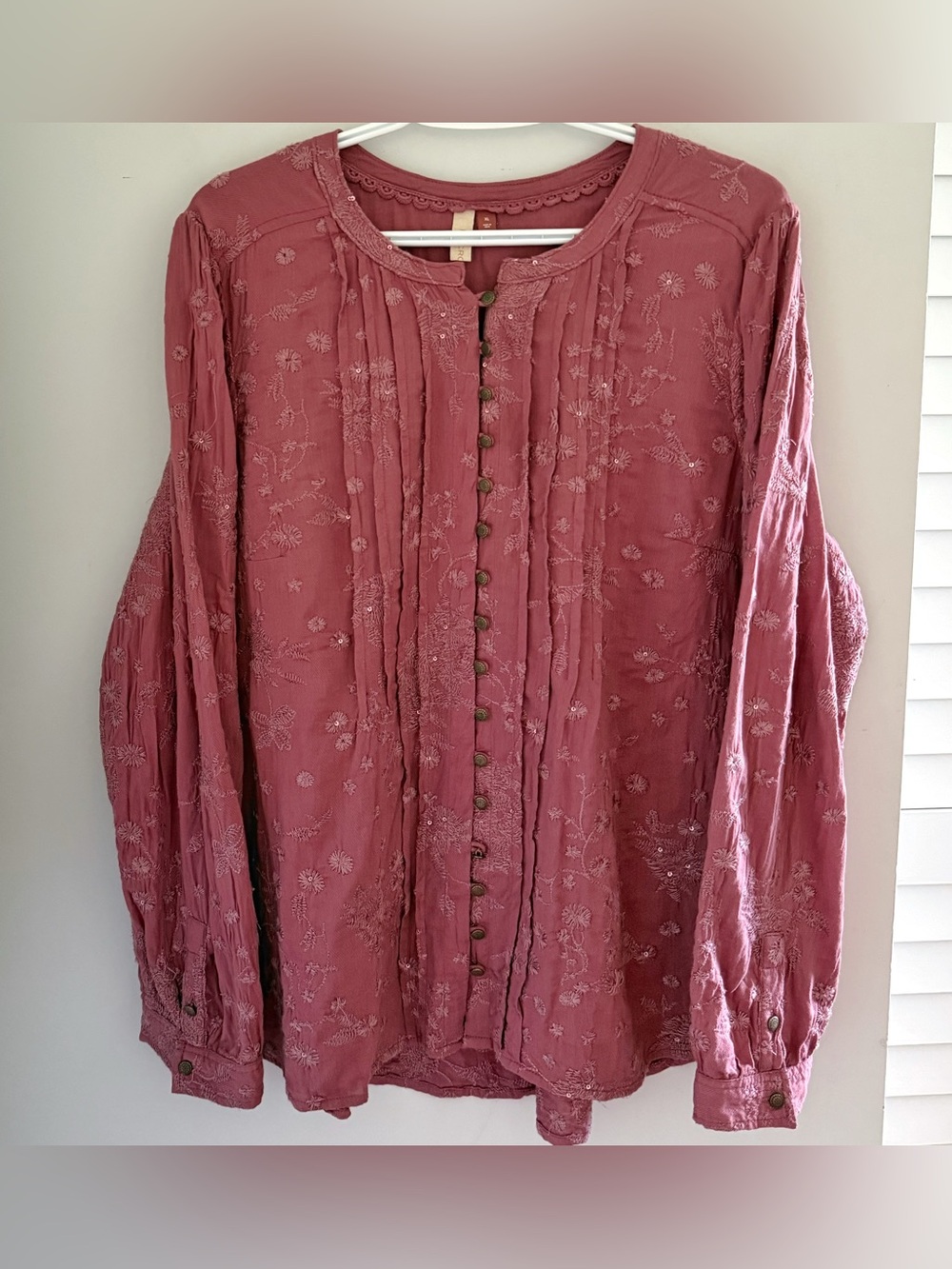 Anthropologie Pilcro Jolie Pintucked Blouse XL